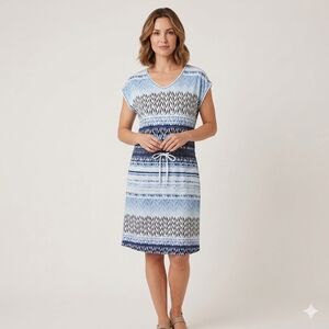 Yest Blue Patterned Women's Midi Dress Size 6